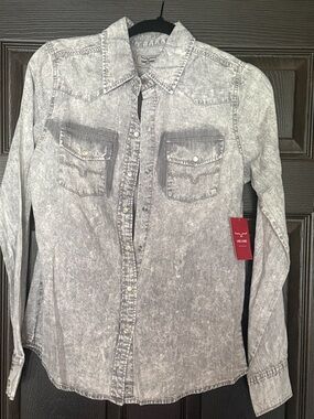 Kimes Ranch Acid Wash Gray Long Sleeve Button-Down Shirt